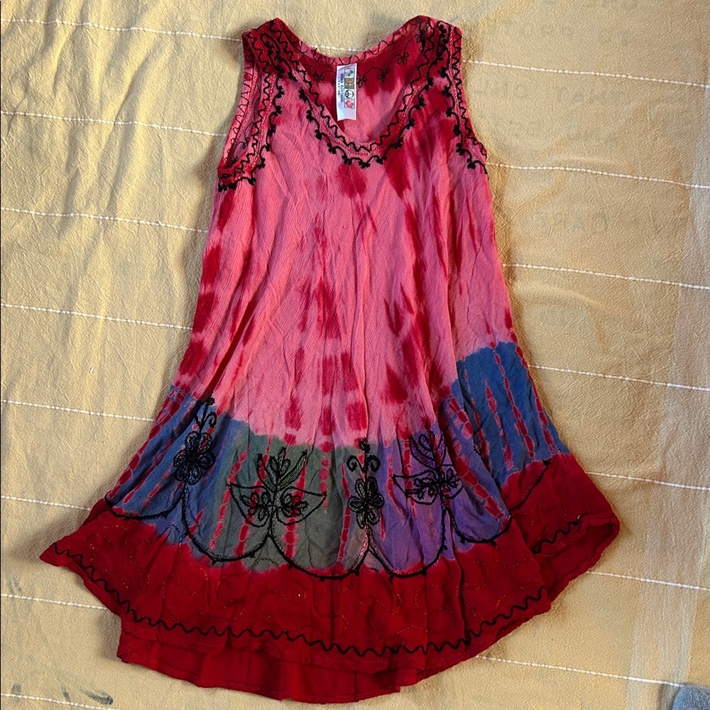 India Boutique Red and Black Embroidered Dress